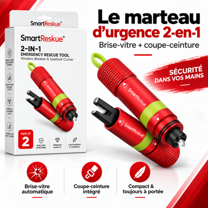 SmartReskue® - Brise vitre & coupe ceinture 2-en-1