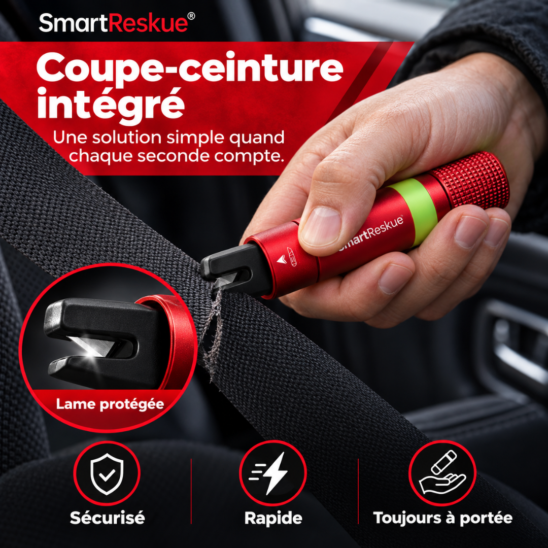 SmartReskue® - Brise vitre & coupe ceinture 2-en-1